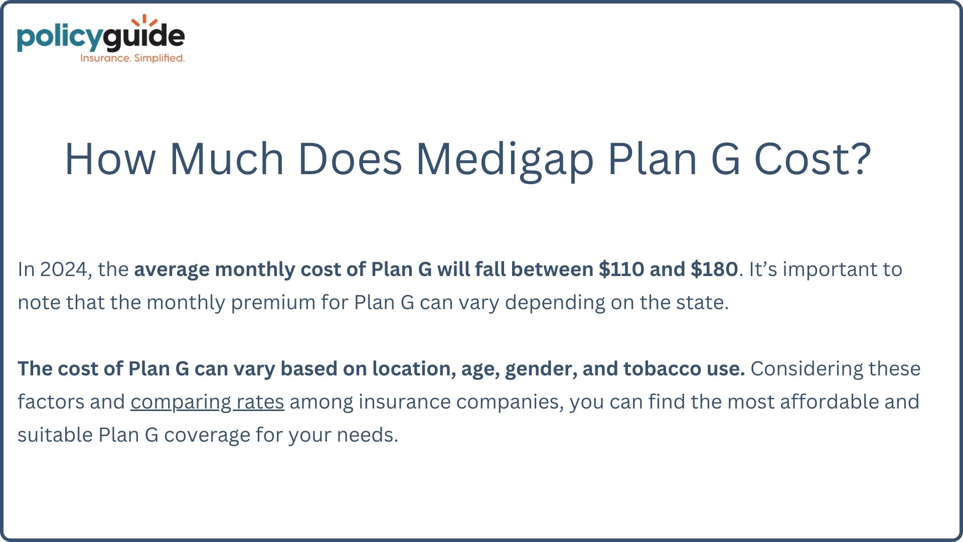 Medicare Supplement Plan G: Benefits - Cost Overview - How Much Does Plan G Cost A Month